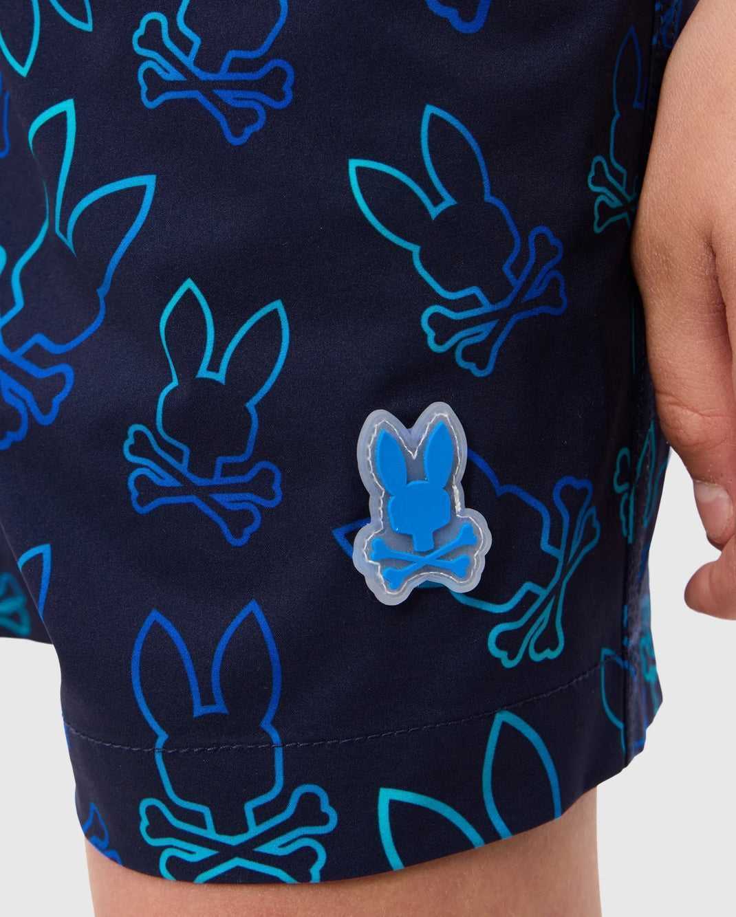 Slip de Bain Psycho Bunny Sheldon All Over Print Swim Trunk Bleu Marine Enfant | MTS-72378114